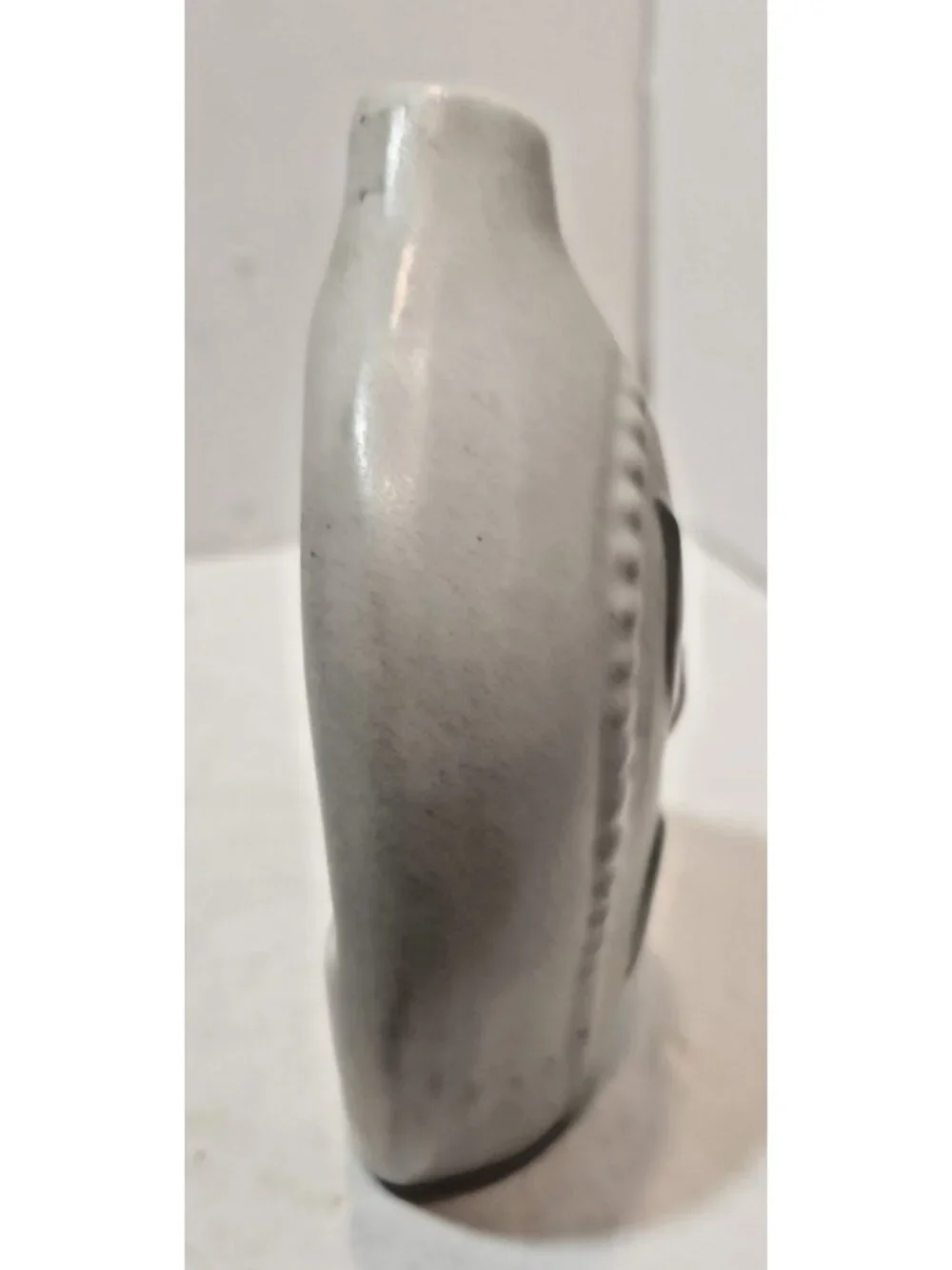 Vtg Small Pocket Vase Ceramic Apple and Branches with Etched Back 5.5